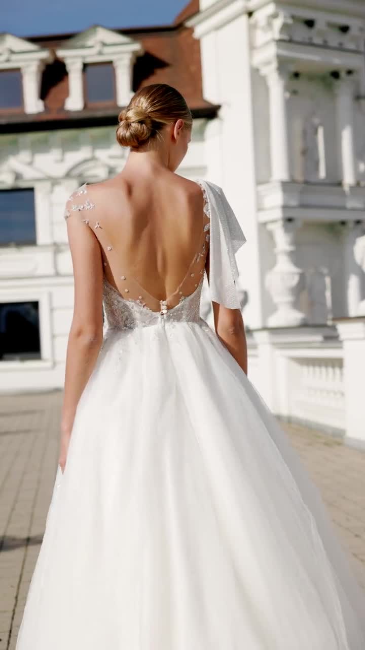 Ball Gown Wedding Dress 593, Short Sleeves Wedding Dress, Bridal