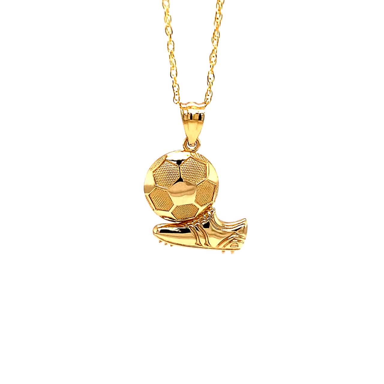Soccer Ball Necklace 14K Yellow Gold 16