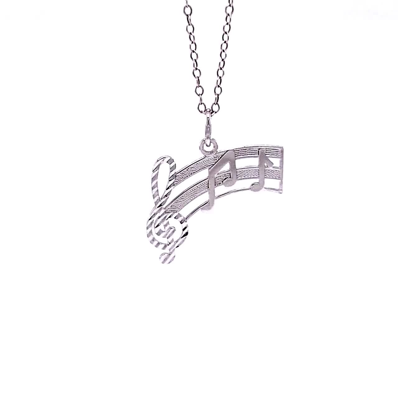 Sixteenth Music Note Pendant Diamond Necklace 14k Rose Gold 0.20ct - RE718