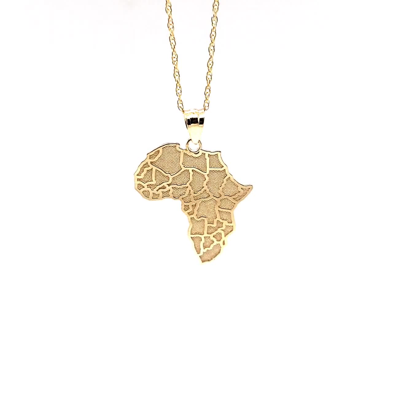Gold Continent of Africa Charm - Africa Pendant - 10 Karat Solid Gold - Map  of Africa Jewelry - Africa Necklace