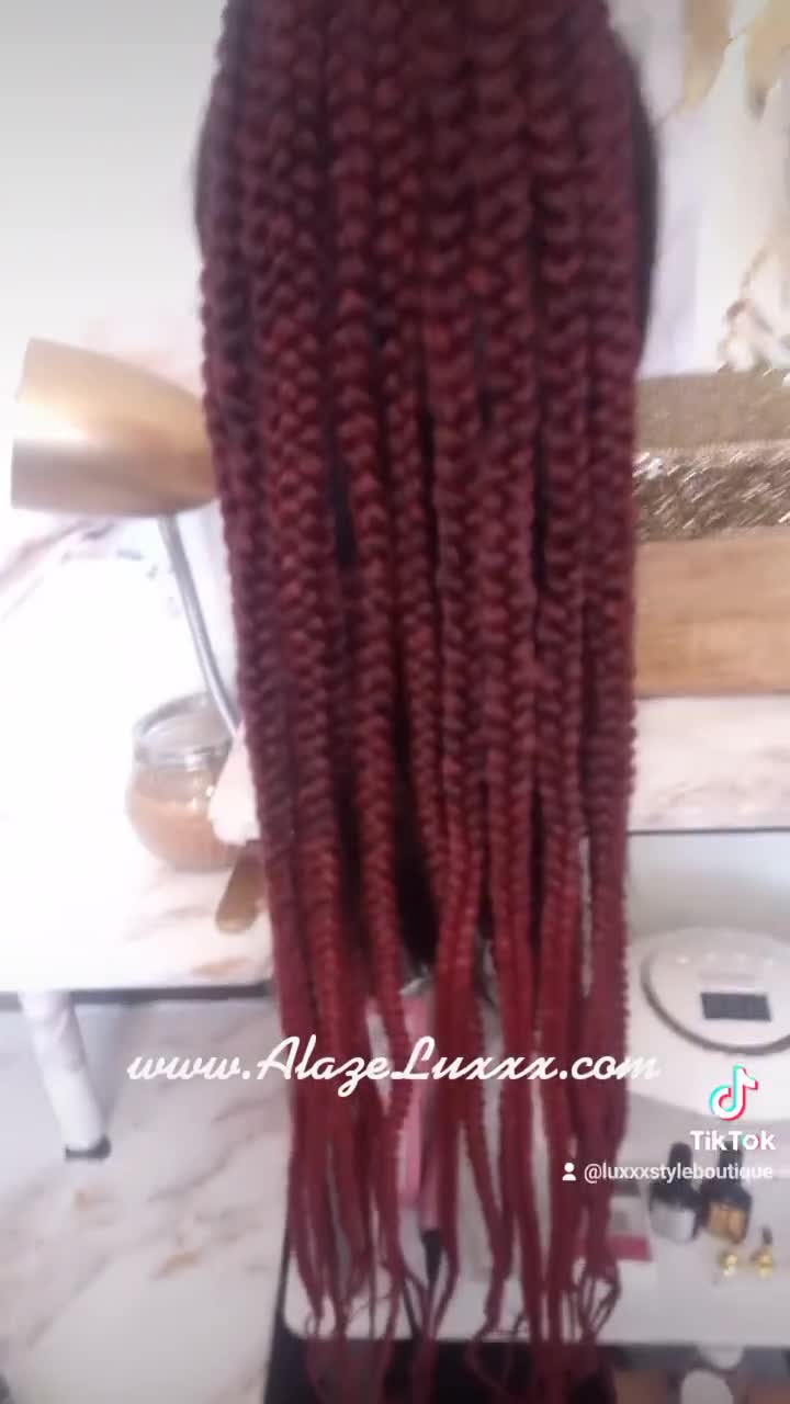 Ponytail Hair Fall Ombre Black Red Burgundy Feathers box braids hair scrunchie 2024