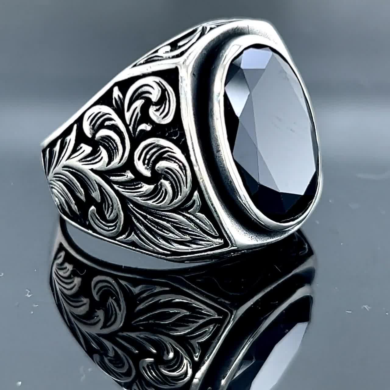Bocai New Real Solid S925 Silver Man Ring Simple Black Epoxy Polished  Personalized Middle Eastern Leaf Pattern Jewelry - Rings - AliExpress