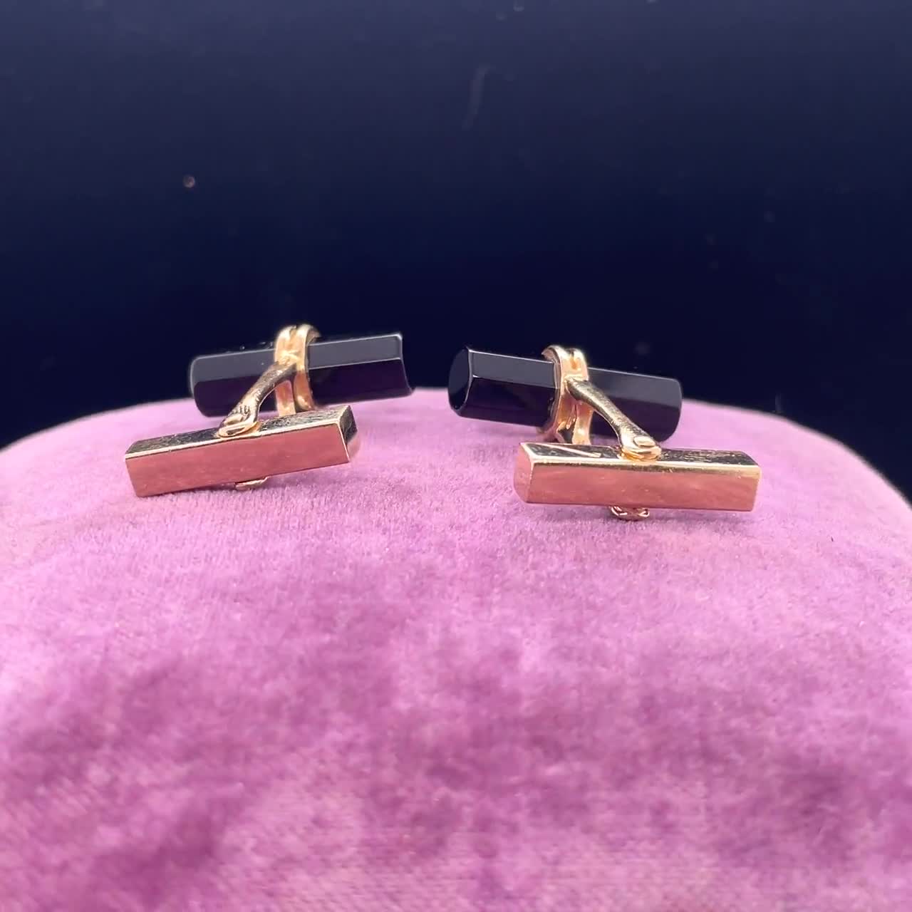 14Kイエローゴールド ティファニー オニキス カフスボタン - VHK#138