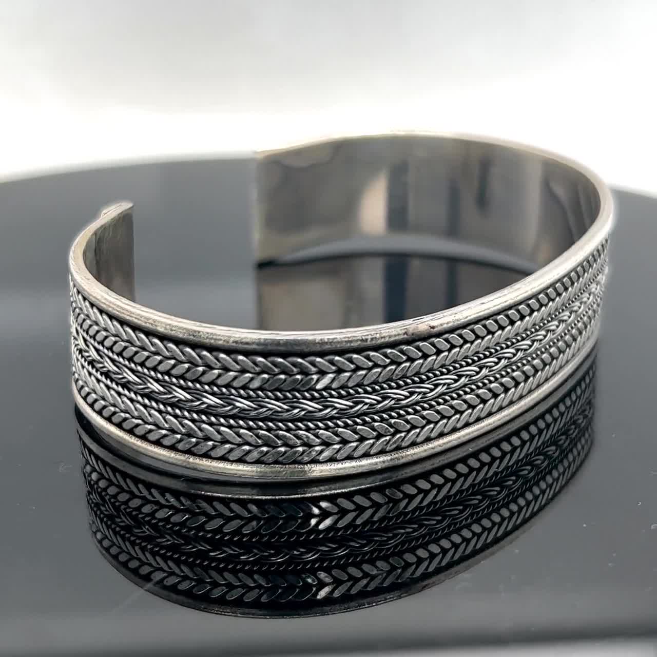 Thin Hammered Silver Cuff Bracelet – Lotus Stone Design