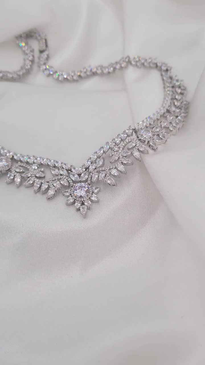 Buy BriLoveWomen's Wedding Bridal Austrian Crystal Teardrop Cluster Statement  Necklace Dangle Earrings Jewelry Set Online at desertcartINDIA