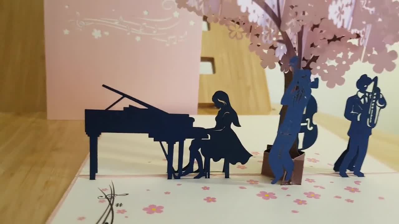 Elegant Grand Piano 3D Pop up Greeting Card Birthday, Anniversary