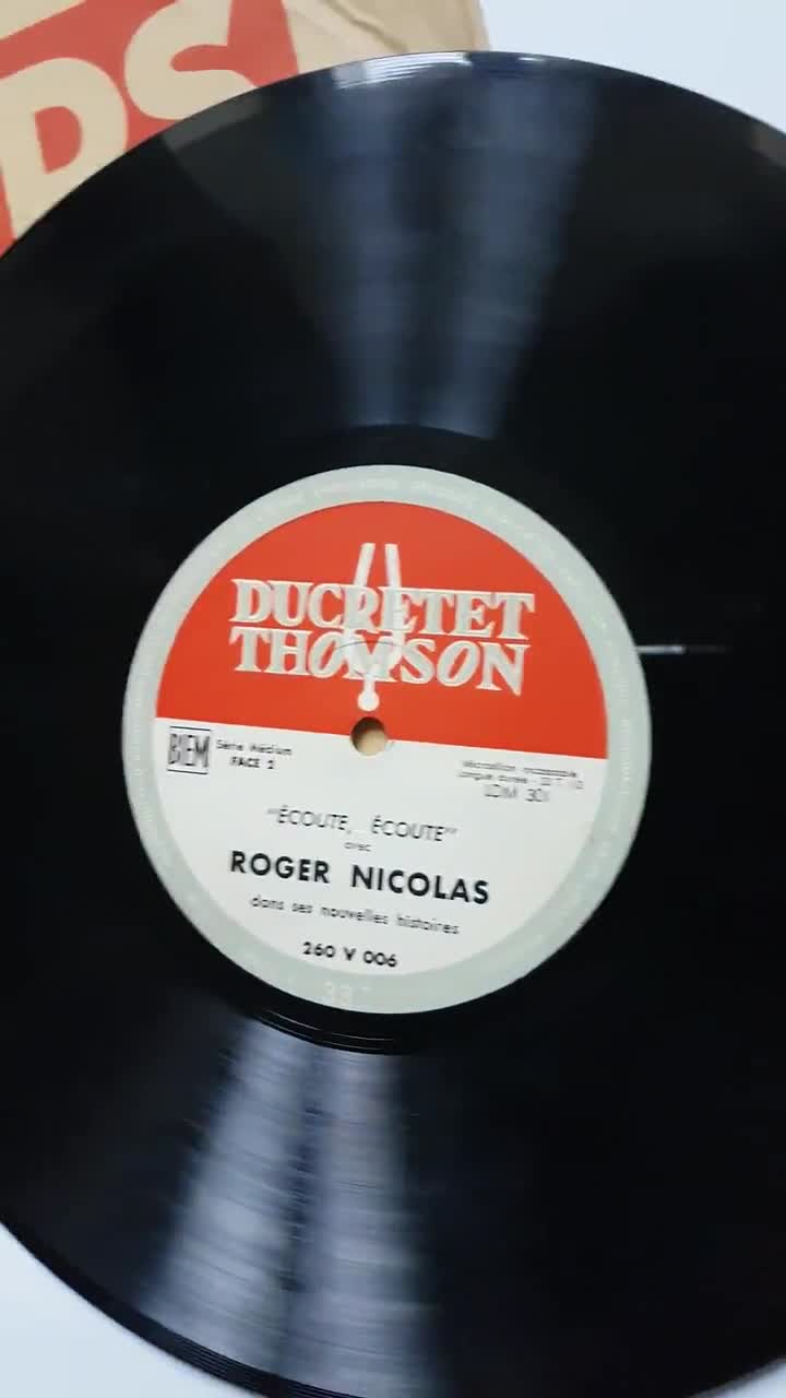 Vintage disque vinyle ancien rétro pochette originale Ducretet Thomson  Philips Roger Nicolas écoute écoute histoires muguet bois Chaville -   France