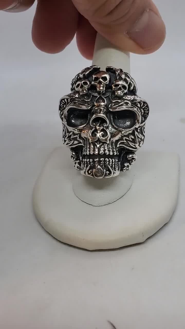 Handmade Silver Skull Ring, Unique Design, Vintage Style
