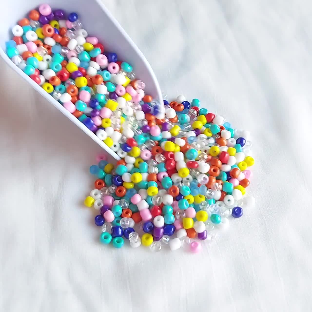 4mm Mix Seed Beads 40g , Rainbow Glass Seed Beads Mix Color