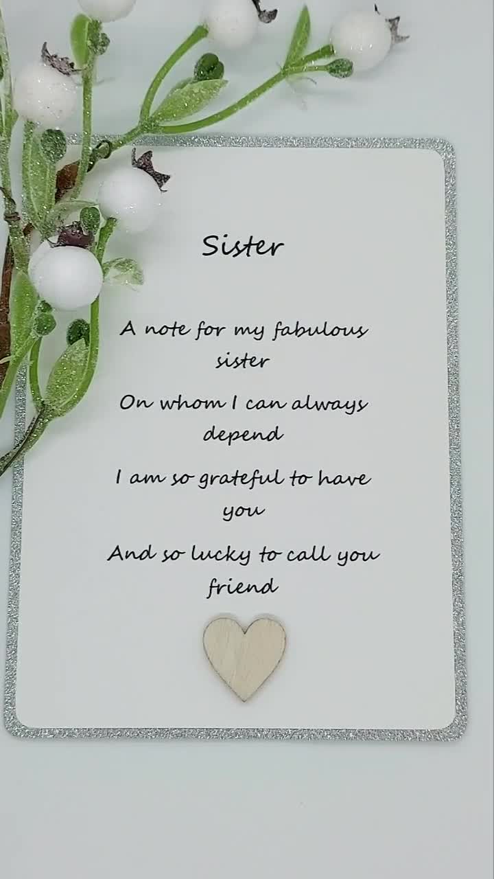 Buy Sister Card/ Postcard Style Card for Sister/ Sister Poem/ Gift ...