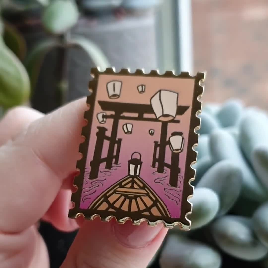 Torii Gate Japanese Inspired Sunset Gradient Lantern Stamp