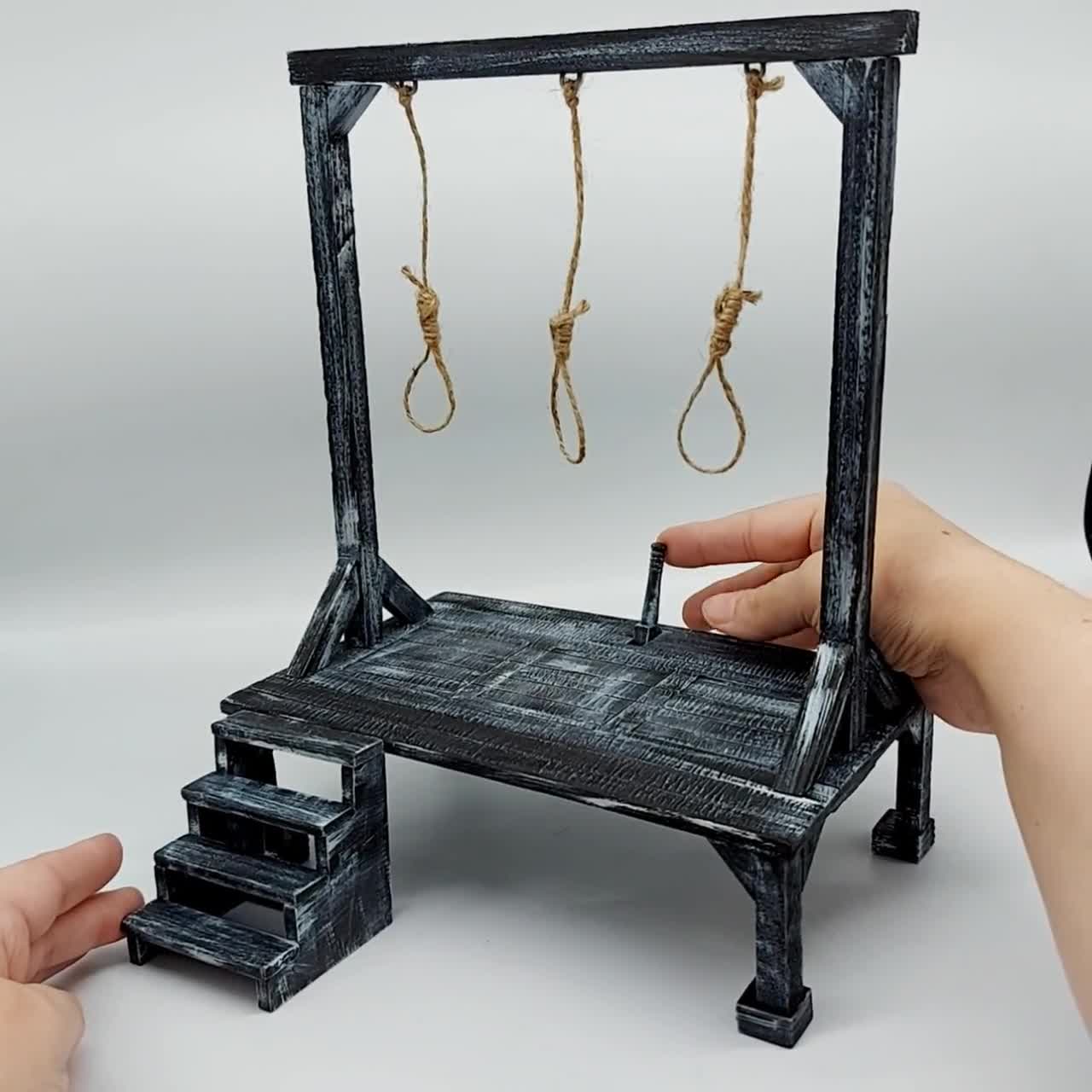 Handmade Wooden Gallows Hand Painted, Hangmans Noose 1:16 Scale, Creepy  Furniture Halloween Decorations - Etsy