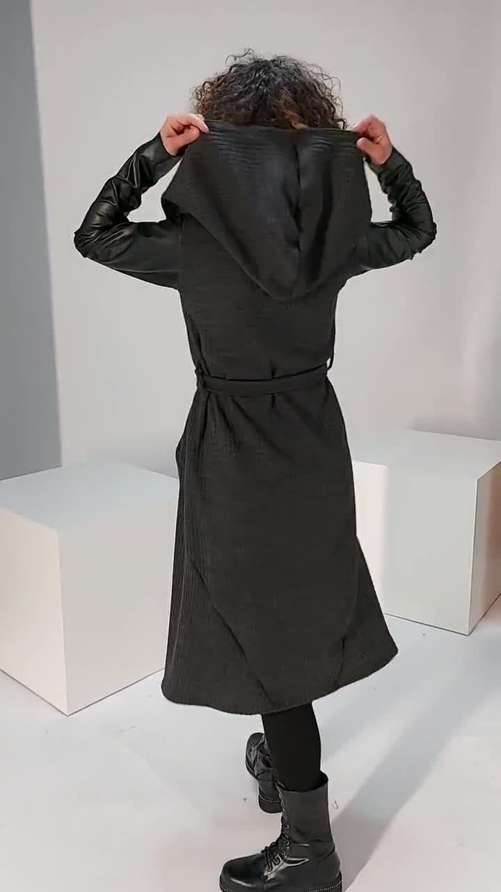 Cardigan lungo donna, mantello da strega con cappuccio, cappotto lungo  maglione, felpa con cappuccio gotico cyberpunk, abbigliamento streghe  taglie forti -  Italia