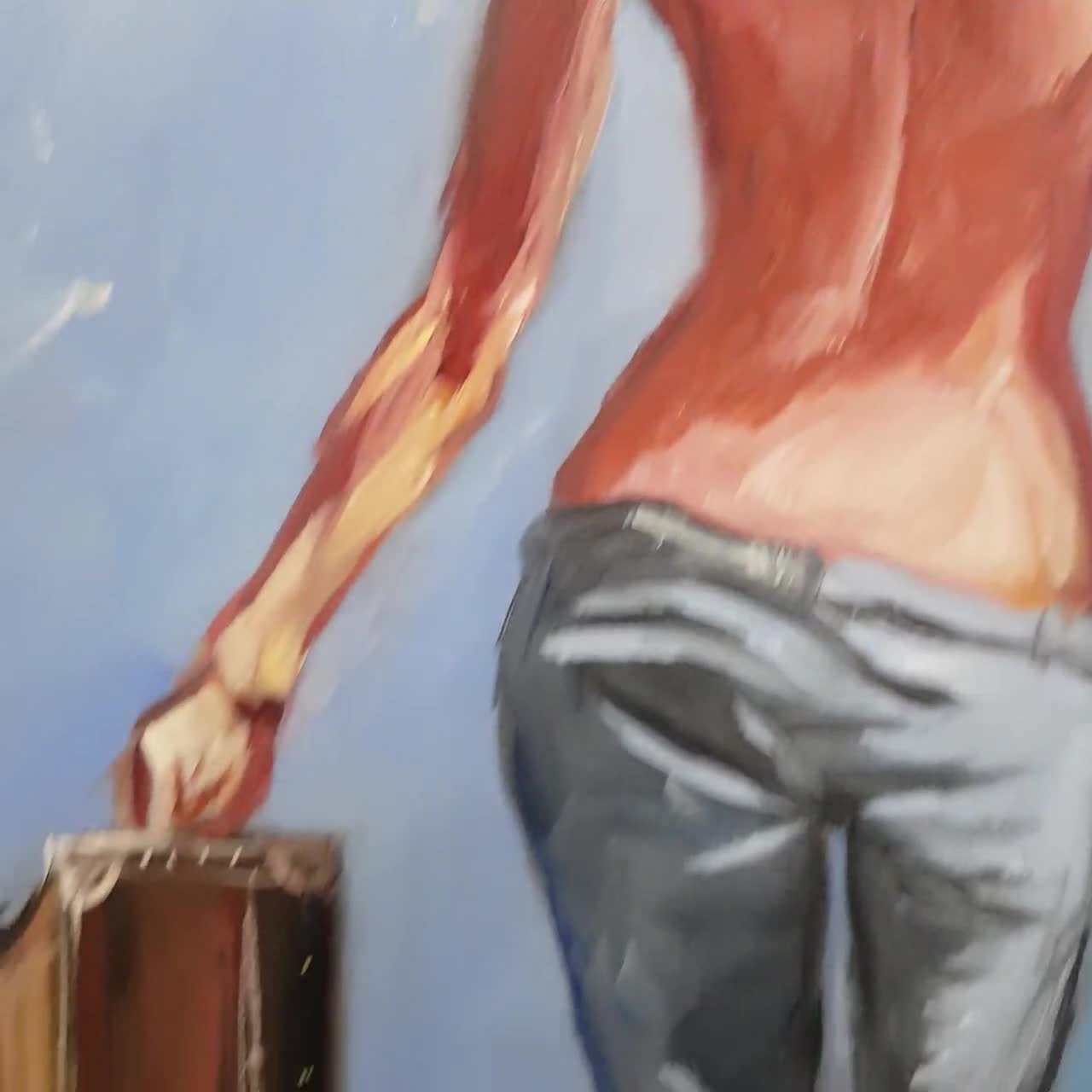Chica con la espalda desnuda Chica bajo la lluvia con una maleta Chica sexy  Desnuda Pintura Zapatos rojos Pintura al óleo Pintura figurativa 19.5x13  por Rada Gor - Etsy México