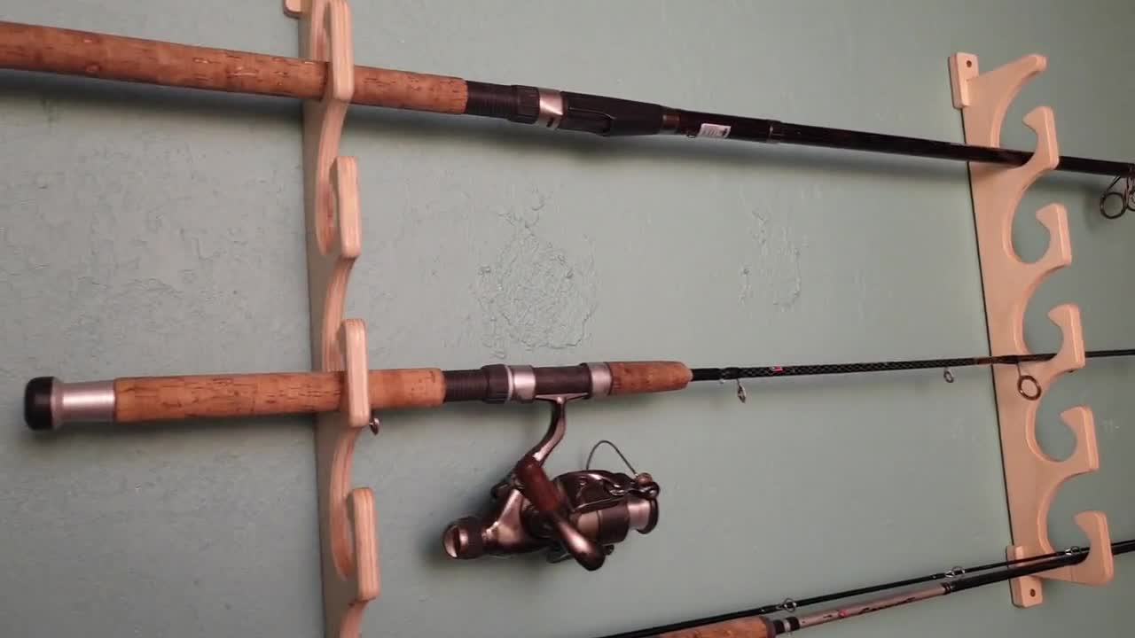Buy Fishing Rod Wall or Ceiling Hanger Organizer for 5 Rods Garage