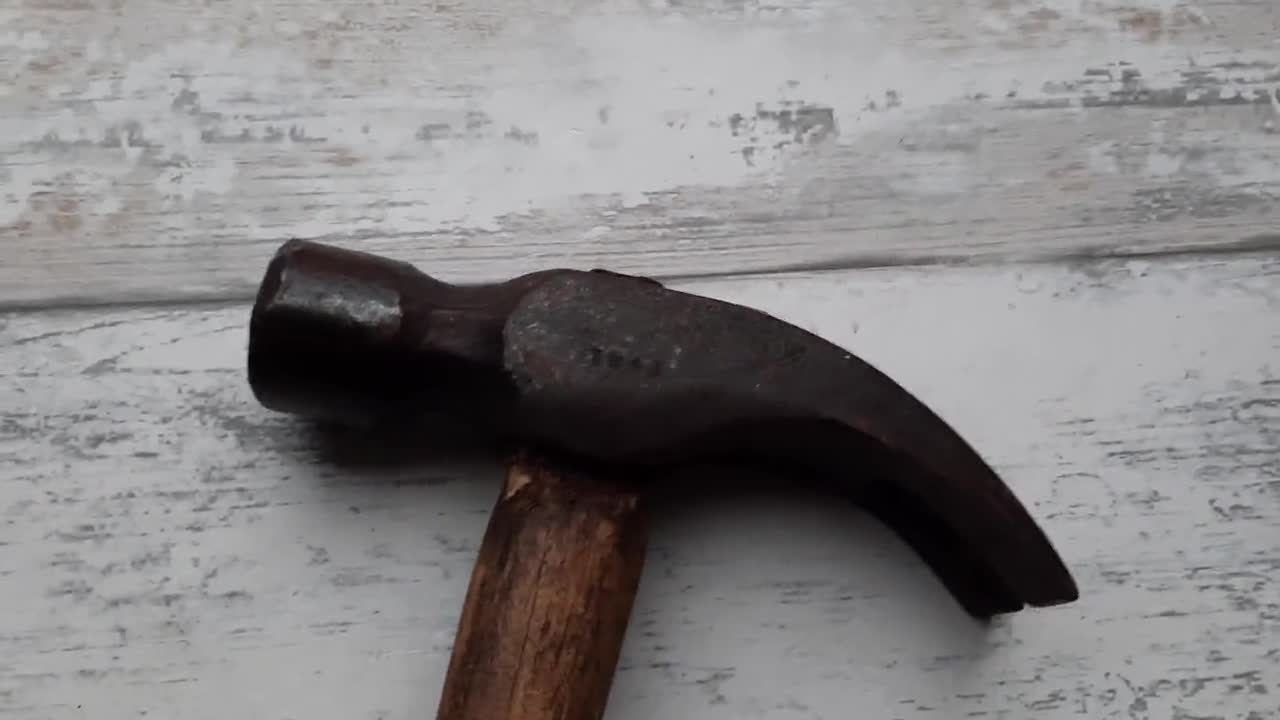 Old Vtg Small Hammer Wood Wooden Handle Metal Head 10 1/2 Long