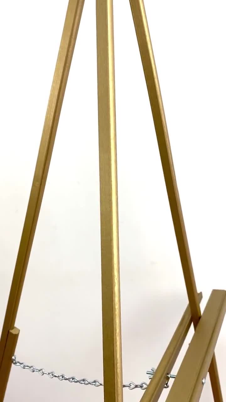 VISWIN 3 Pcs 63 Golden Wooden Tripod Display Easel Stand for Wedding Sign, Poster, A-Frame Artist Easel Floor for Painting, Canvas, Foldable Easel