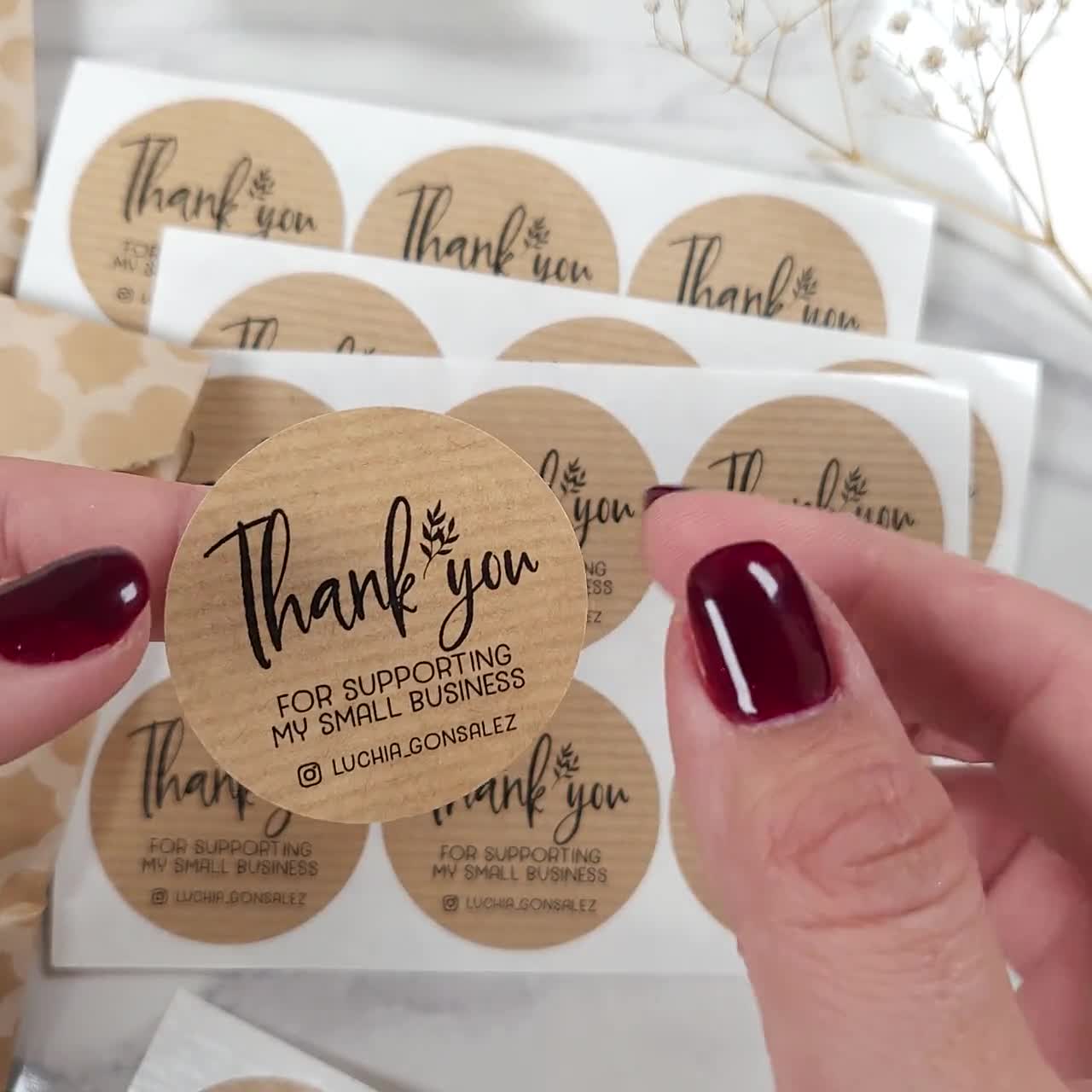 120 Pezzi Grazie Per Il Tuo Ordine Adesivi Etichette Kraft/rosa Per