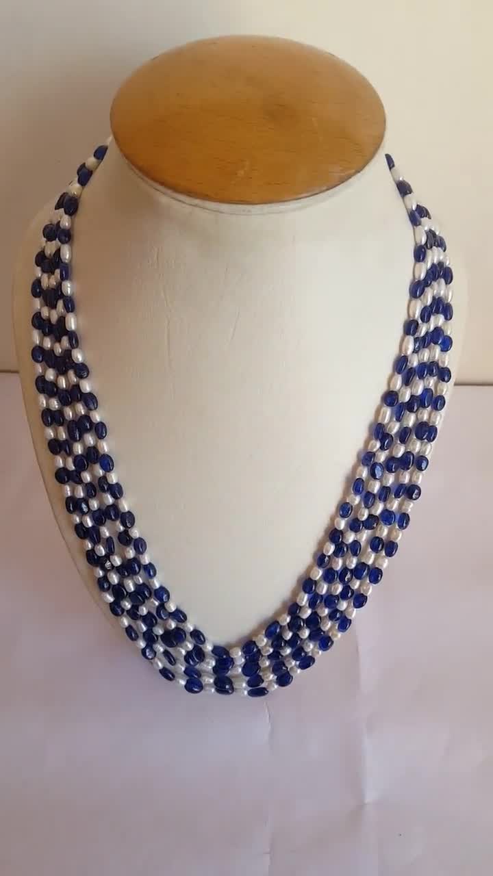 Natural Blue Sapphire Smooth Oval Necklace With Silver sale Fish Hook/Blue Sapphire Beads/Sapphire Necklace/5X6 to 7X9 Mm/16