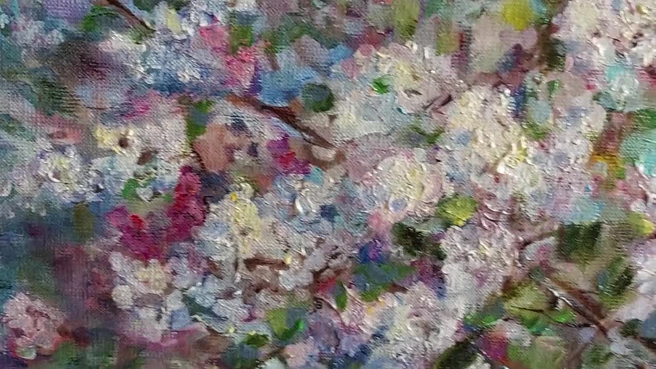 Lillà grande dipinto olio su tela originale fiori in fiore cespuglio  floreale primavera trama decorazione della parete arte impressionista di  Inga Ledina camera da letto -  Italia