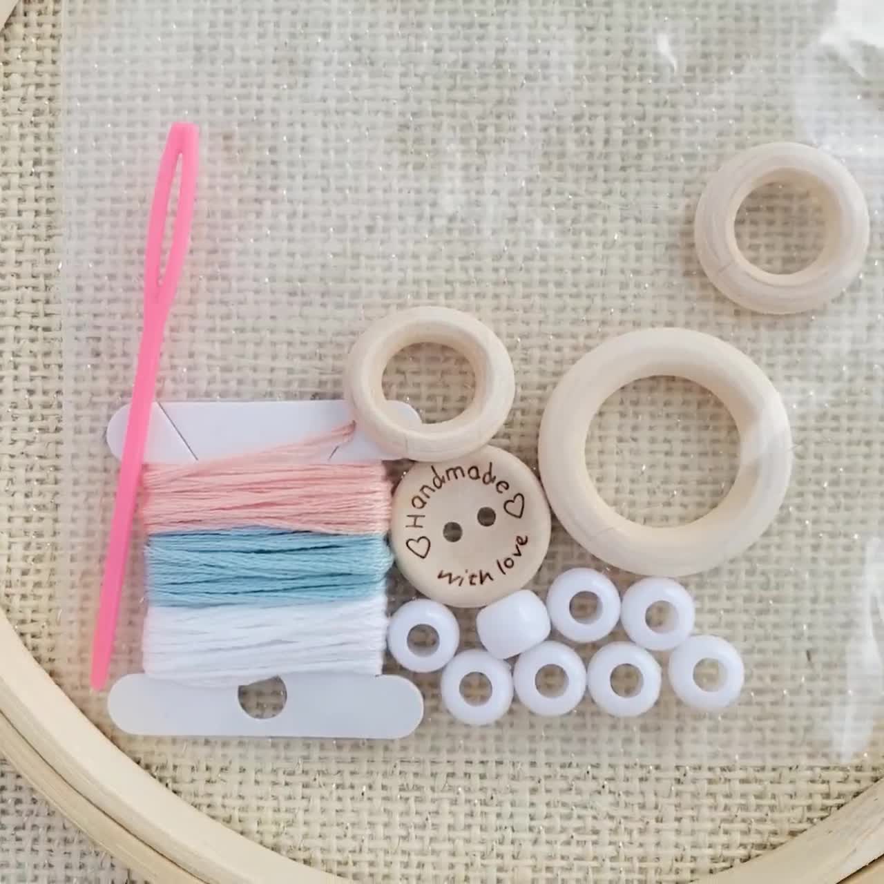 Hand Embroidery for Kids, Learn to Embroider With the Kid Stitch Kit,  Rainbow Floss, Hoop, Needle, Patterns and Fabric, DIY Craft Kit 