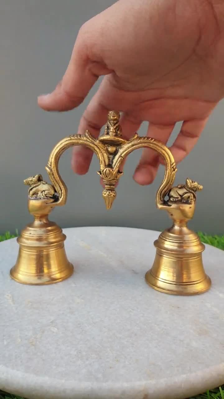 PRIÈRE CLOCHE GHANTI Temple Hindou Pooja Puja Traditionnel Laiton Main