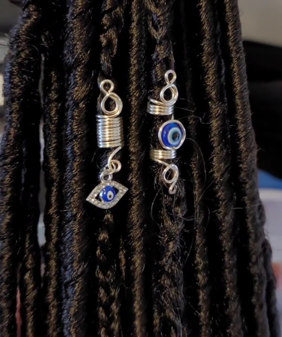 Set di gioielli Evil Eye Loc, accessori per capelli Dreadlock, perline per  trecce, estensioni del terrore -  Italia