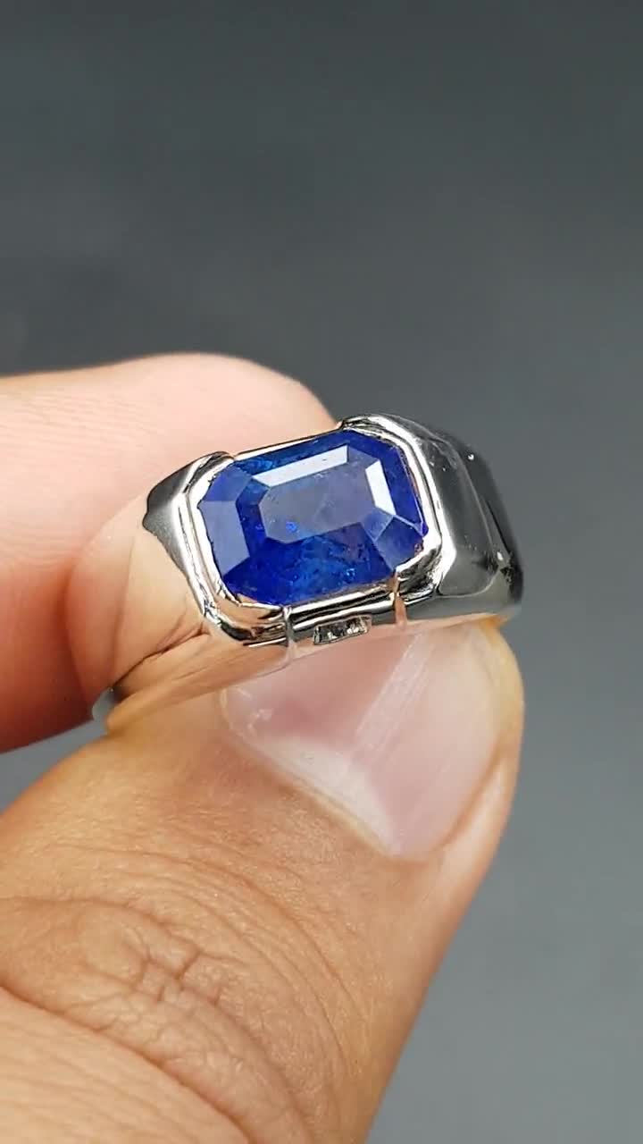 Mesmerising Royal Blue Ceylon Sri Lanka Sapphire ring for men High quality  deep blue sapphire stones In 925 sterling silver ring Mens neelam