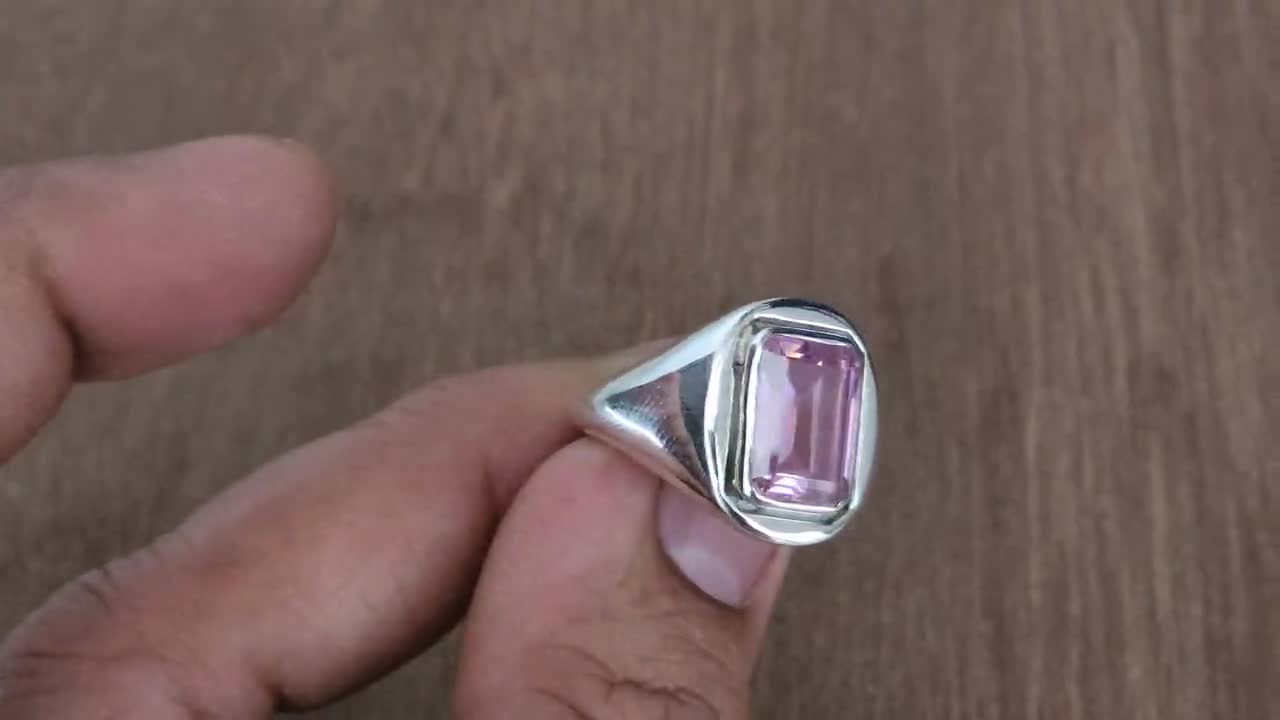 クンツァイトリング、デザイナーリング、925ソリッドスターリング