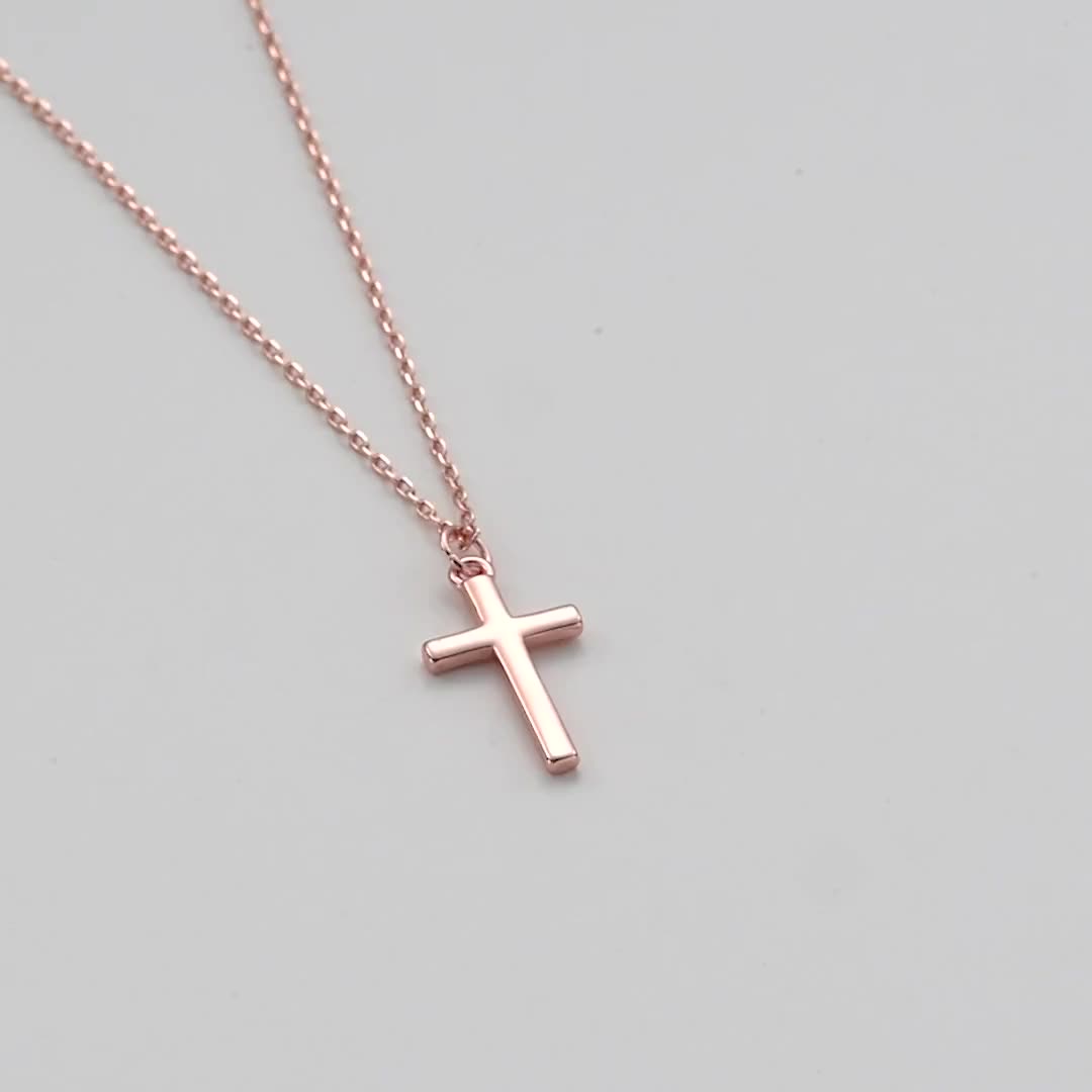 Buy 18k Solid Rose Gold Cross Necklace for Women, Real Gold Chain with Cross,  18