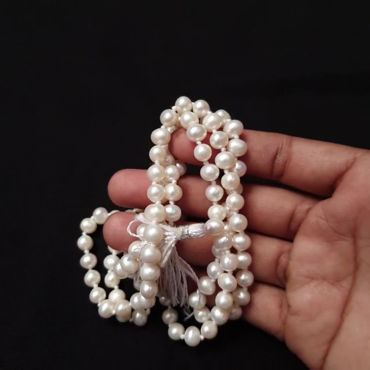 Pearl Necklace Freshwater Pearl Necklace Natural White Pearl Necklace Mala  White Moti Pearl Mala