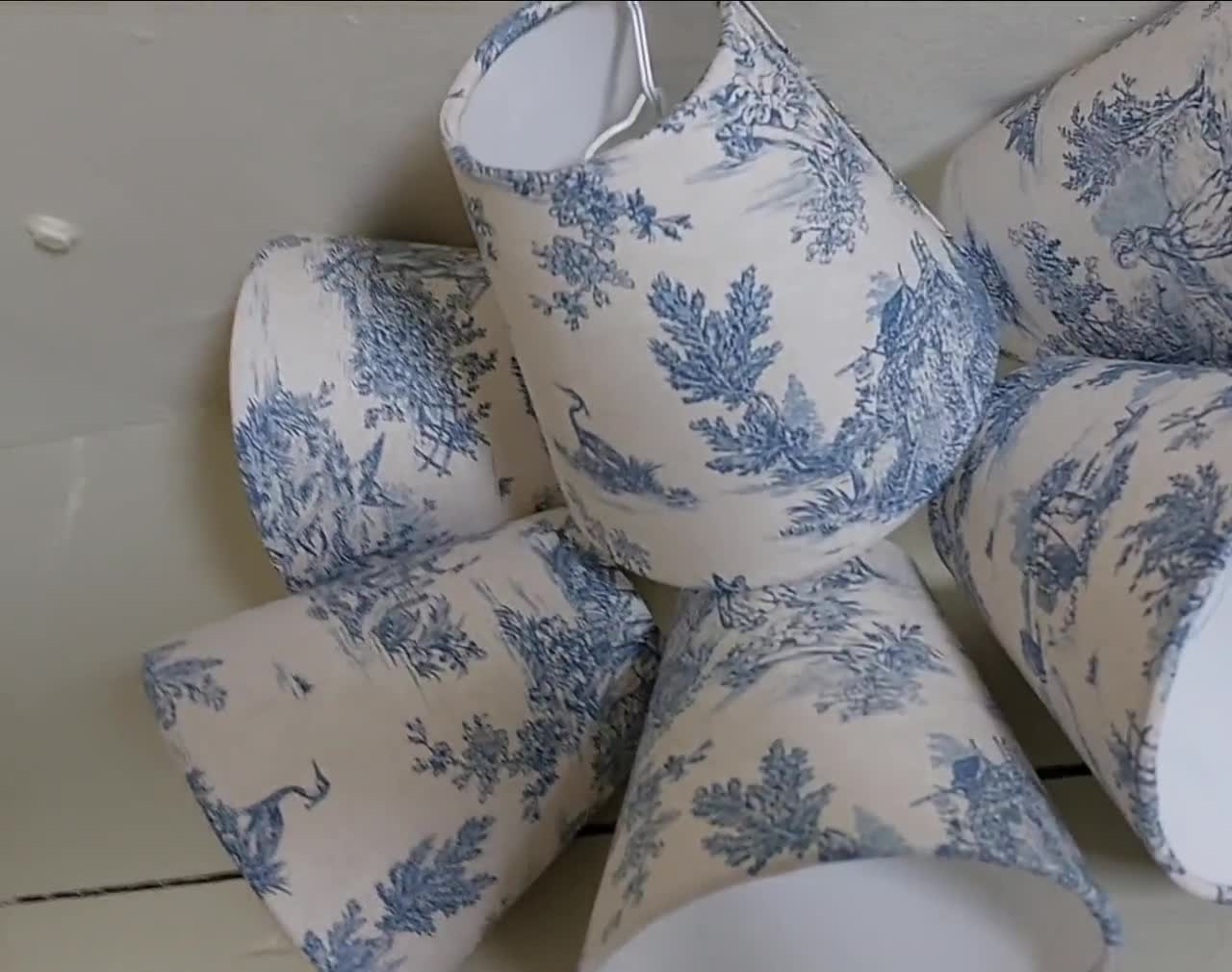 Blue And White Toile Lamp Shade, French Country Lamp Shade | UK - View #10