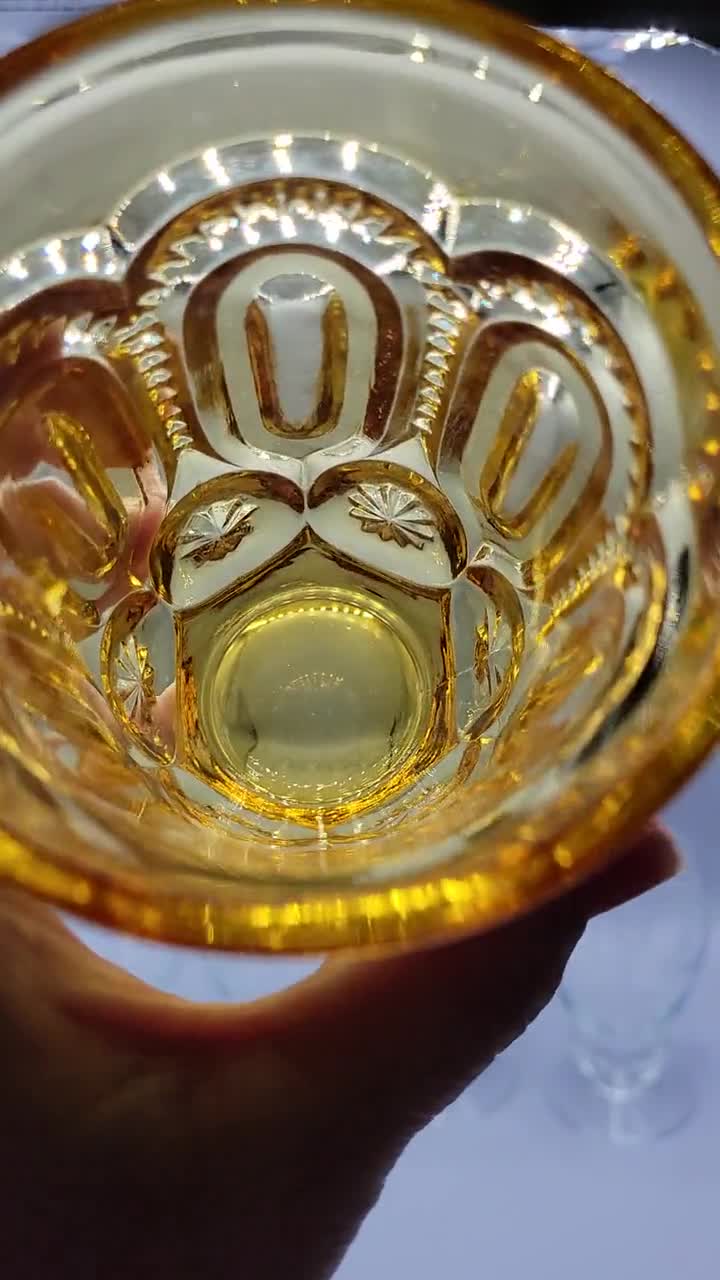 バーベキュー・調理用品 Vintage Amber Moon and Stars Goblets Vintage L.E. Smith Amber Moon and Stars Goblets Set of Two
