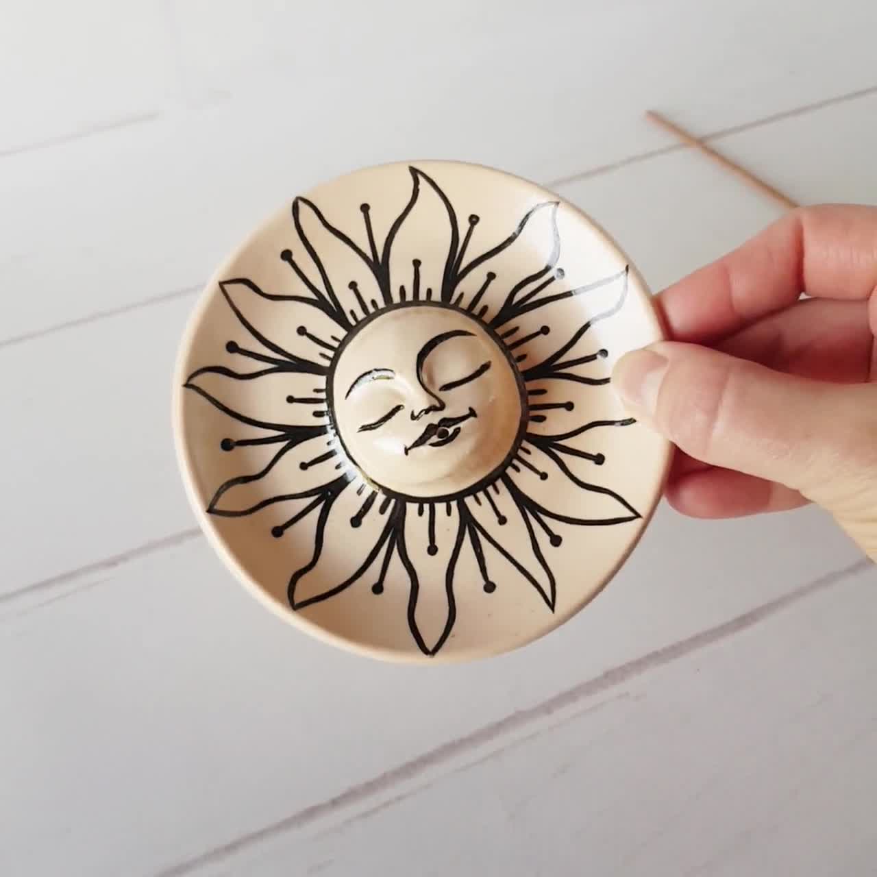 Porta incienso sol de cerámica Quemador de incienso zodiaco Quemador de  incienso blanco de cerámica -  México
