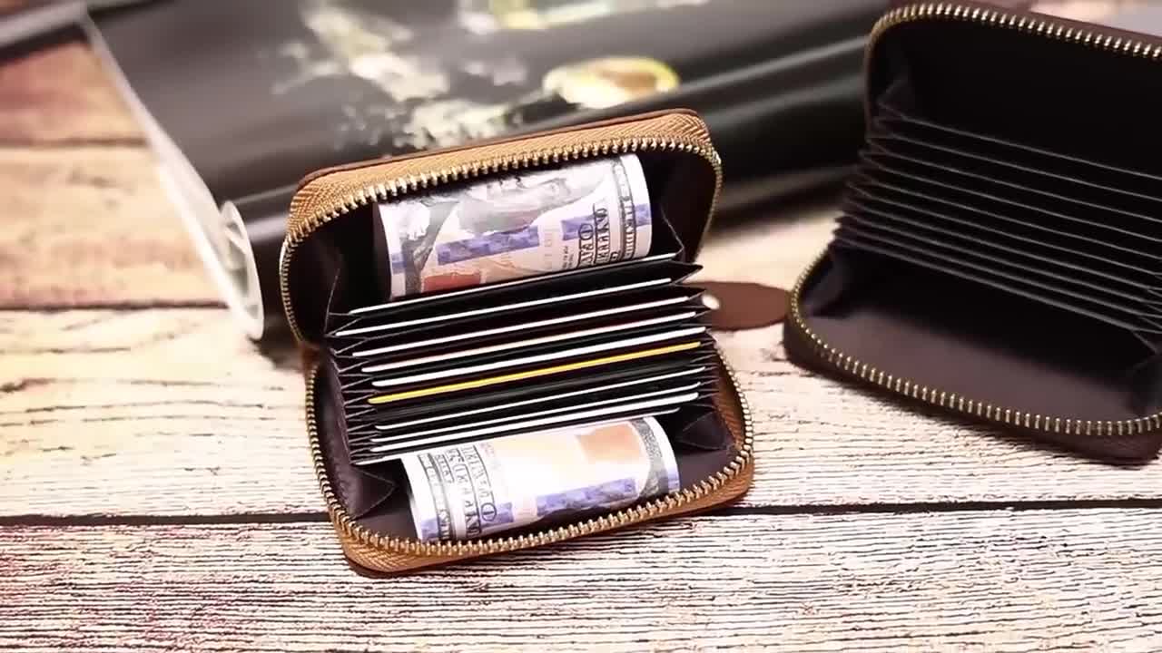 MING CLAN Zipper Wallet Men RFID Blocking Leather Bifold Wallets For Men -  Flap ID Window Zip Coin Pocket Mens Zipper Wallets - Big Capacity Credit
