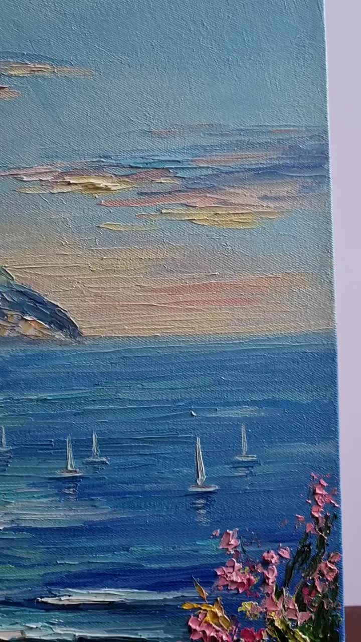 Positano Painting on Canvas, Original Art, Amalfi Coast, Italy