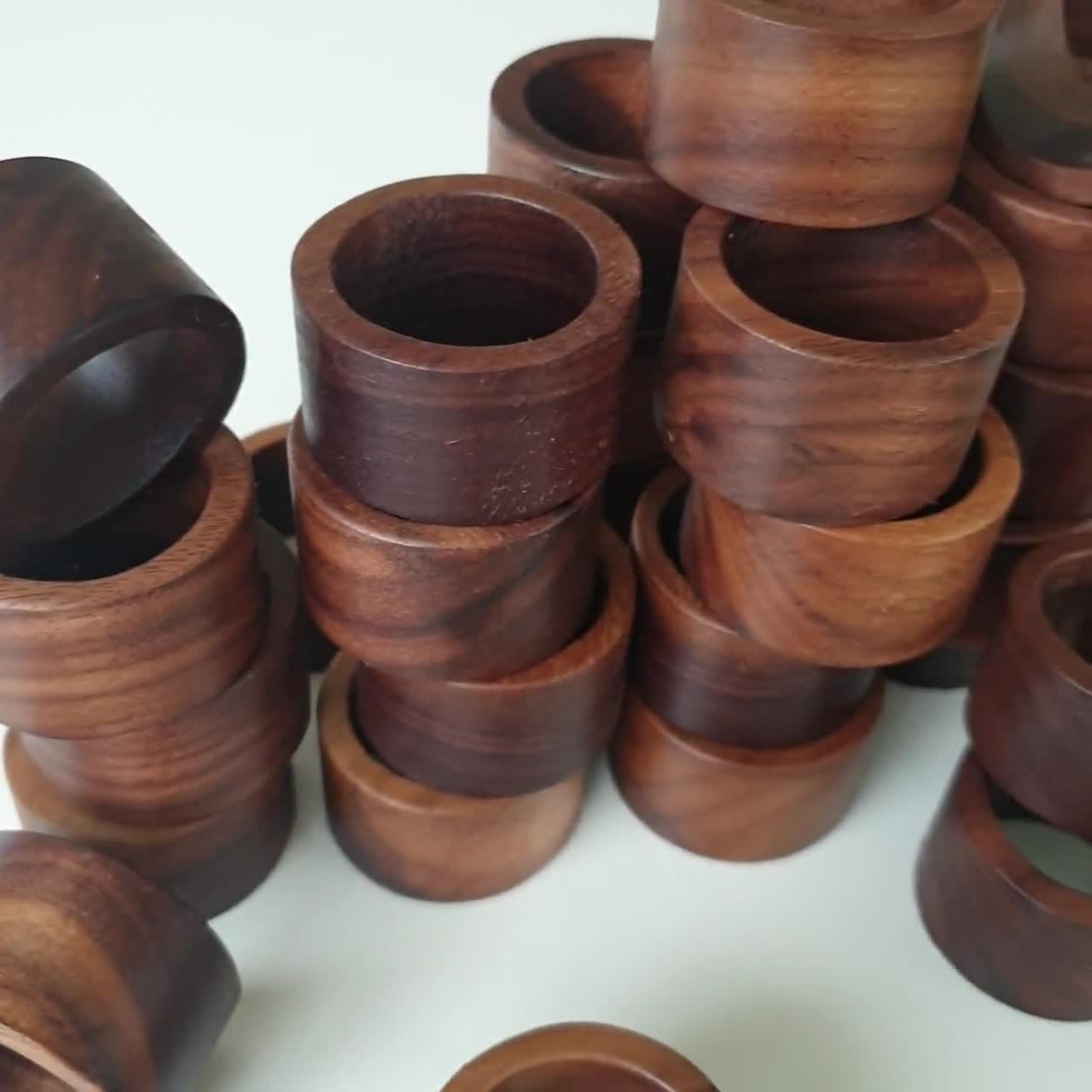 Wooden Napkin Rings - Black Walnut Napkin Holder - Hexagon Round or Sq –  Linen Home Studio