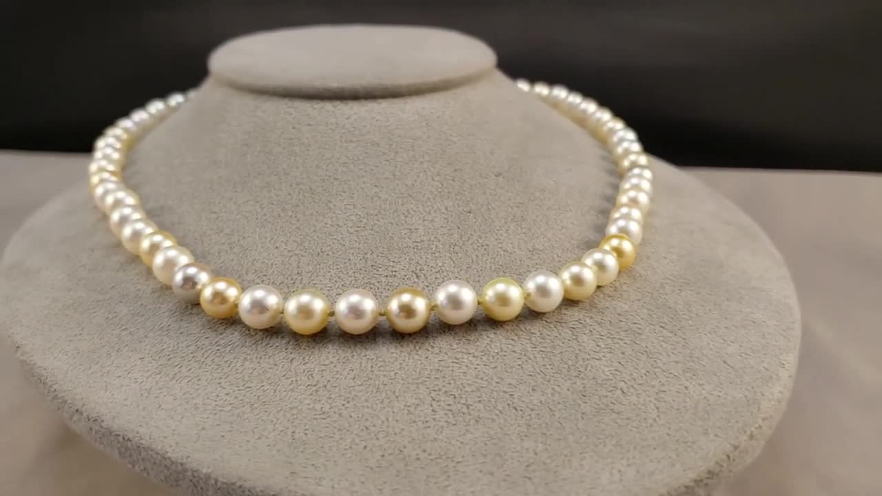 Pearl Strands, 18 South Sea Pearls, Multi Color White & Golden Yellow South  Sea Pearl Necklace With 14k Gold Clasp, Wedding Jewelry P1408 