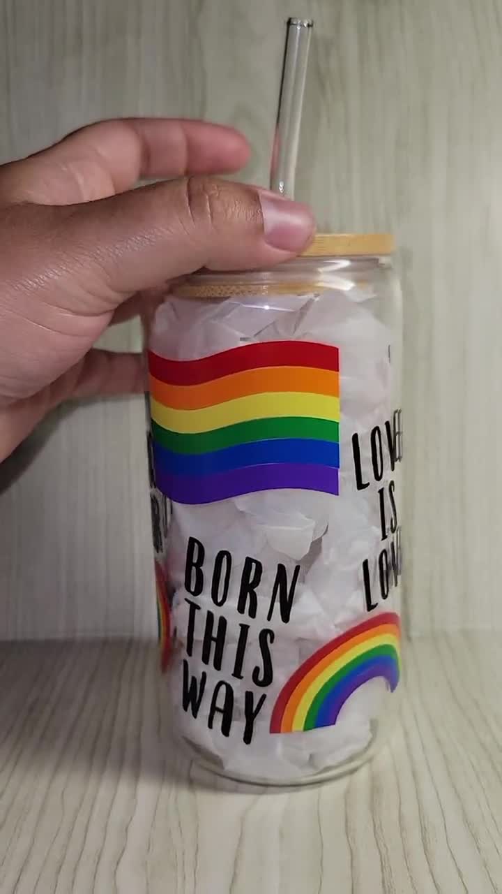 Pride Beer Can Love Wins Love is Love Beer Can Glass 