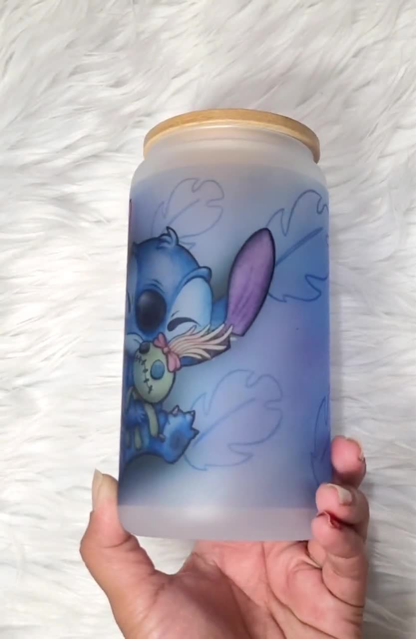 Cute Magic Stitch 16 Oz Frosted Beer Can Glass Cup Stitch 