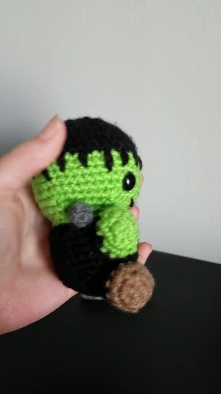 Black Goat Crochet Plush With Red Button Eyes 