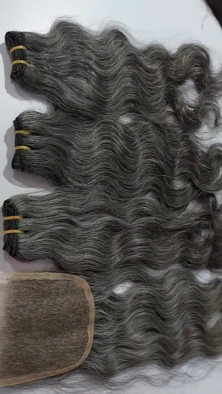 22' Inch Silver Gray Wavy Hair Bulk Braiding Extensions 4oz 