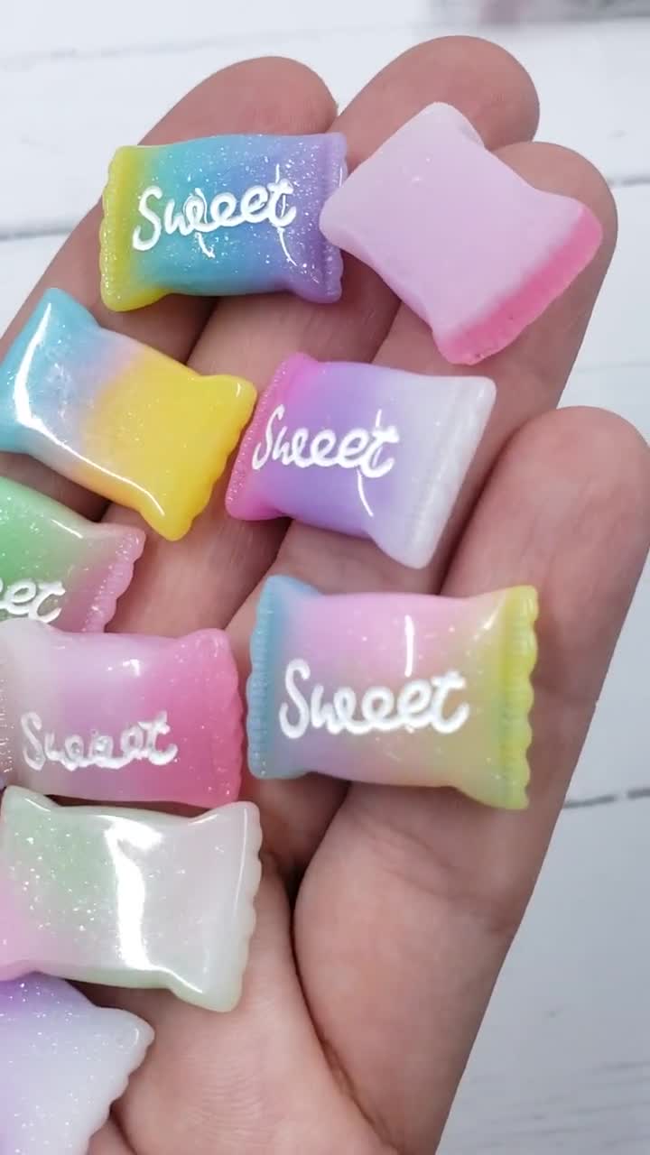 KAWAII 3-D SWEET CANDY Glitter Resin Charms Flatback