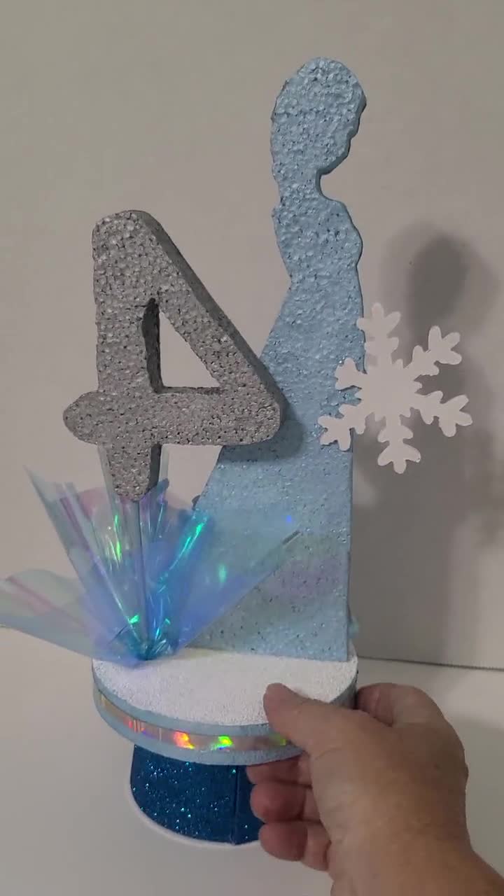 FROZEN II or FROZEN Cake Topper 3D Elsa Centerpiece & 3D Glittered Number  and Snowflakes Great Party Decoration and Perfect Keepsake 