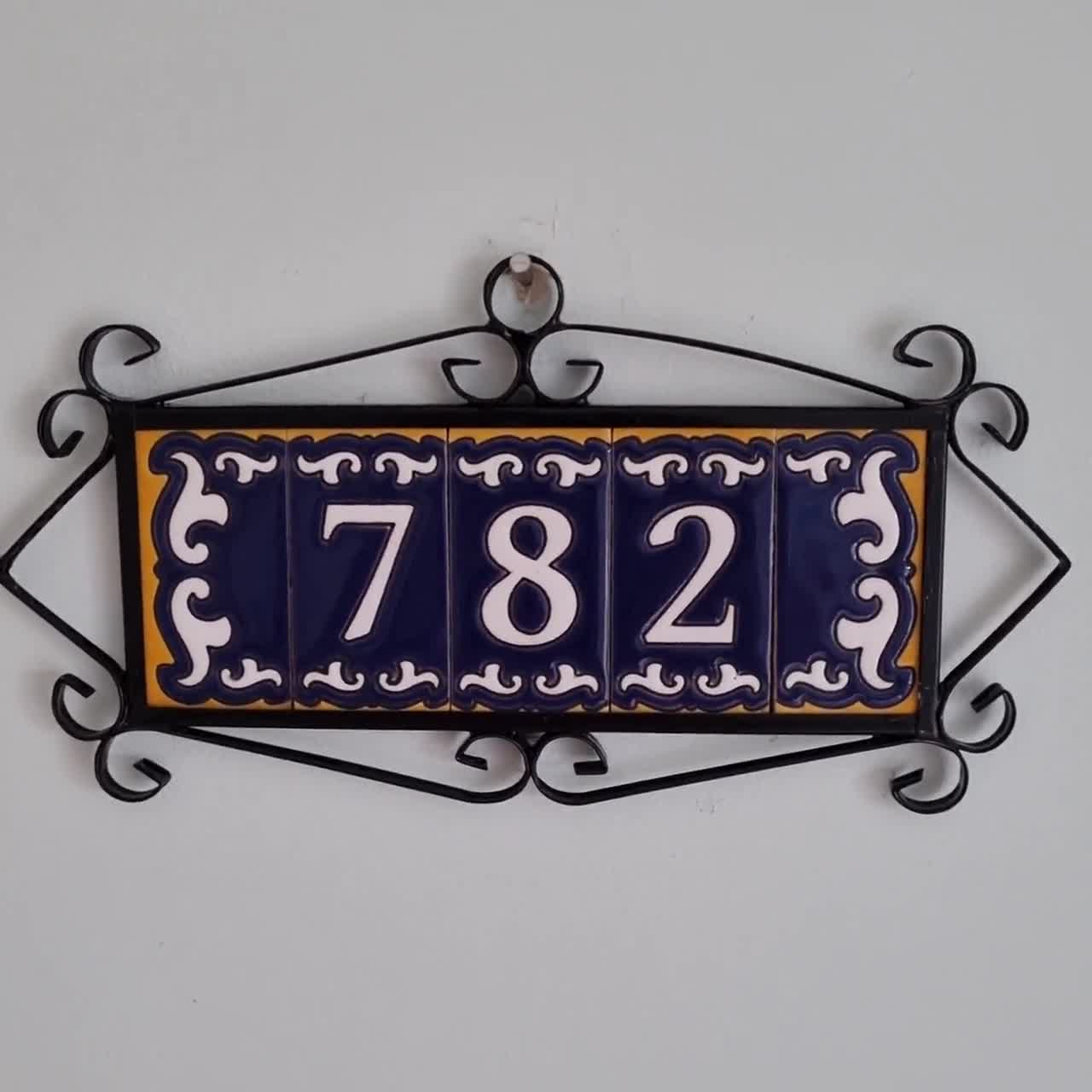 7.5 x 3.7cm Hand-painted Mini-Modelo M-1 Ceramic Spanish Number, Letter,  Symbol Tiles & Metal Filigree Frames
