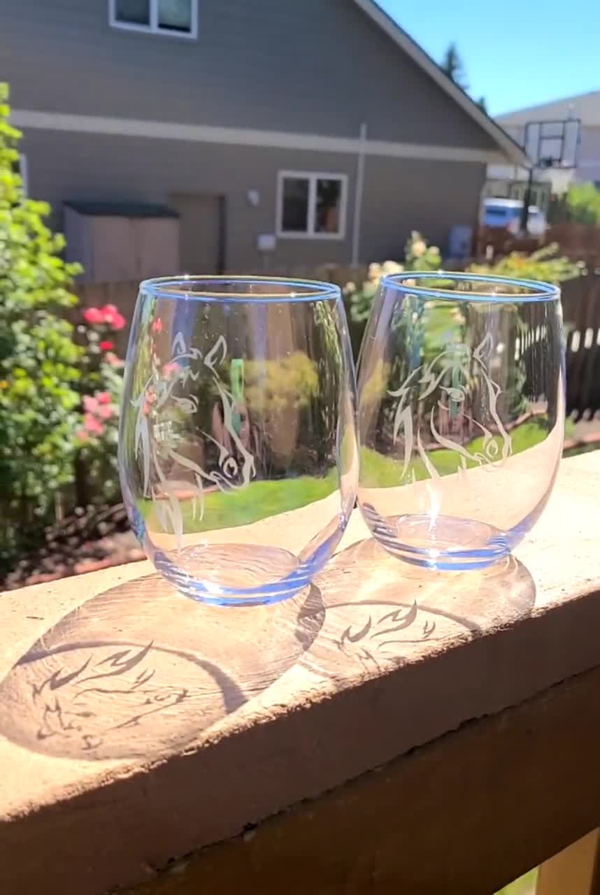 Rearing Horse Etched Crystal Wine Glasses (set of 4) — Horse and Hound  Gallery