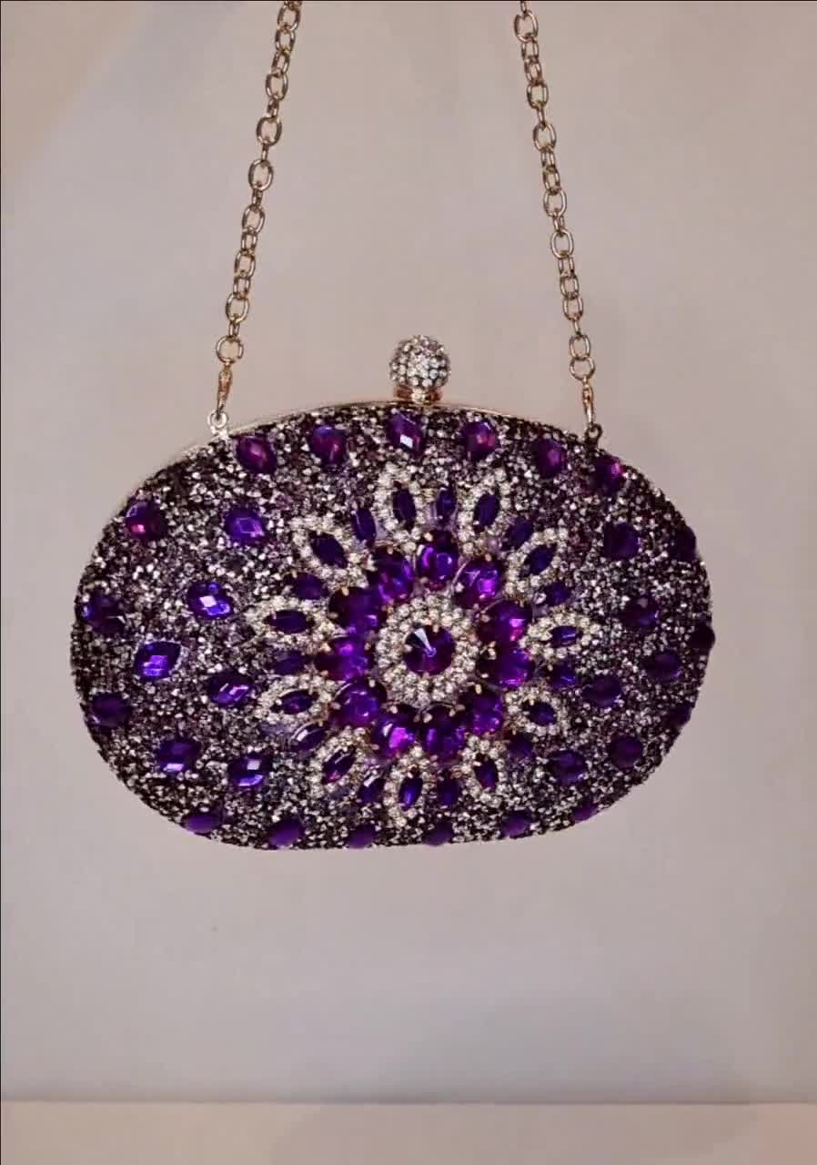 Younique Metallic Purple Handbag Tote Crossbody Bag Makeup Bag Chain Charm  | eBay