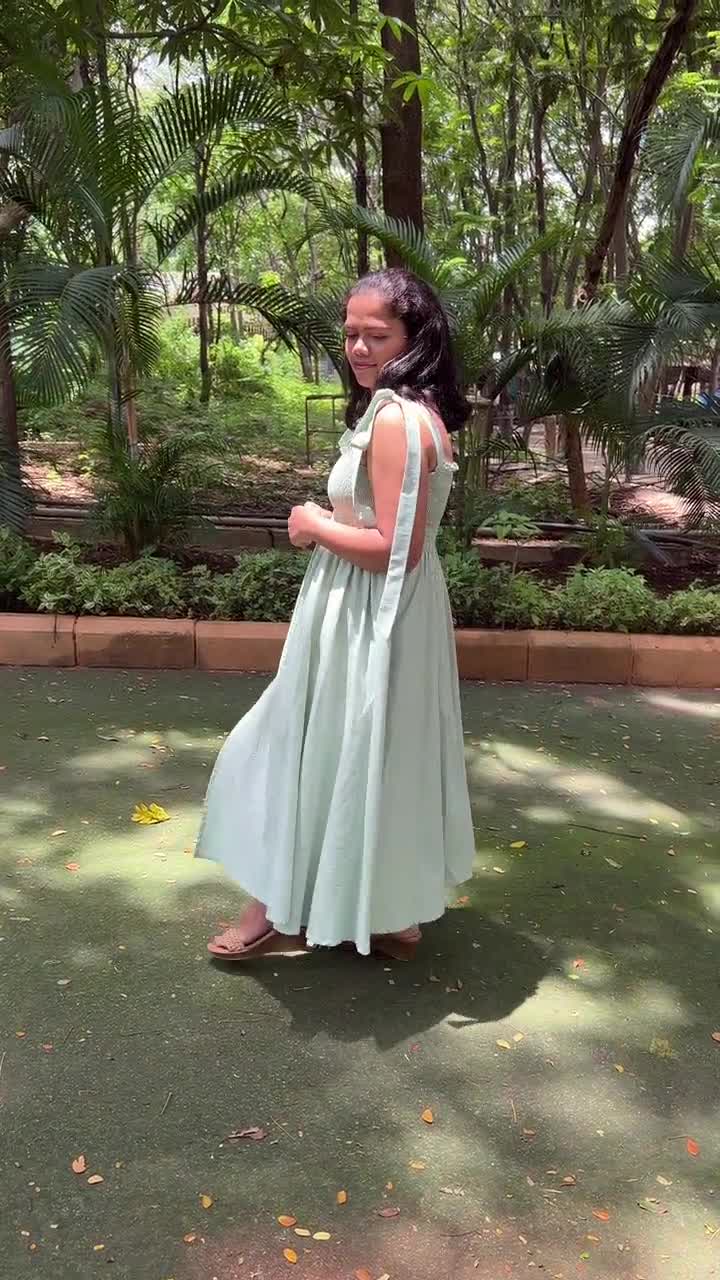 Shirred Tie Strap Maxi Dress PDF Pattern | Smock Dress With