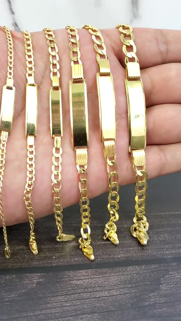 10K Yellow Gold Cuban Curb Link Personalized ID Engravable