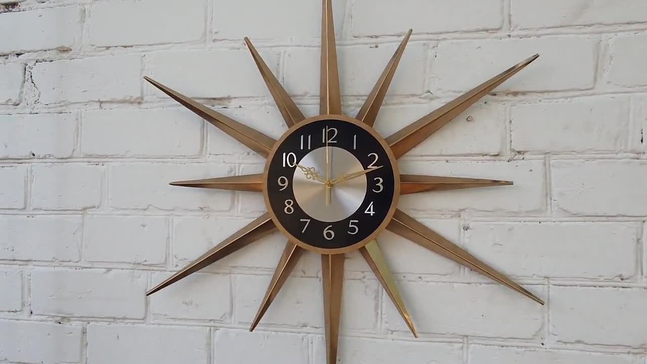 30 Gold Atomic Clock Starburst Unique Wall Clock George Nelson 